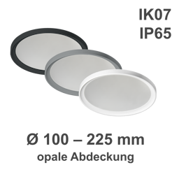 LED-Einbaudownlight rund, Opal, IP65, D 100 mm